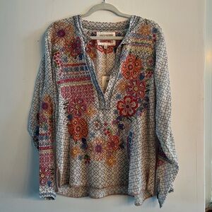 Johnny Was Multicolor Embroidered Blouse